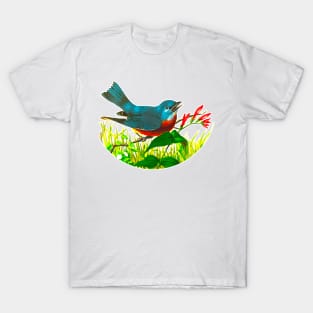 Blue bird of the red crop T-Shirt